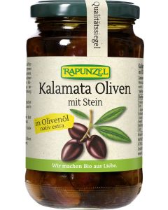 Oliven Kalamata violett, mit Stein in Olivenöl, 335g