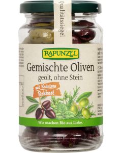Oliven gemischt mit Kräutern,ohne Stein geölt, 170g